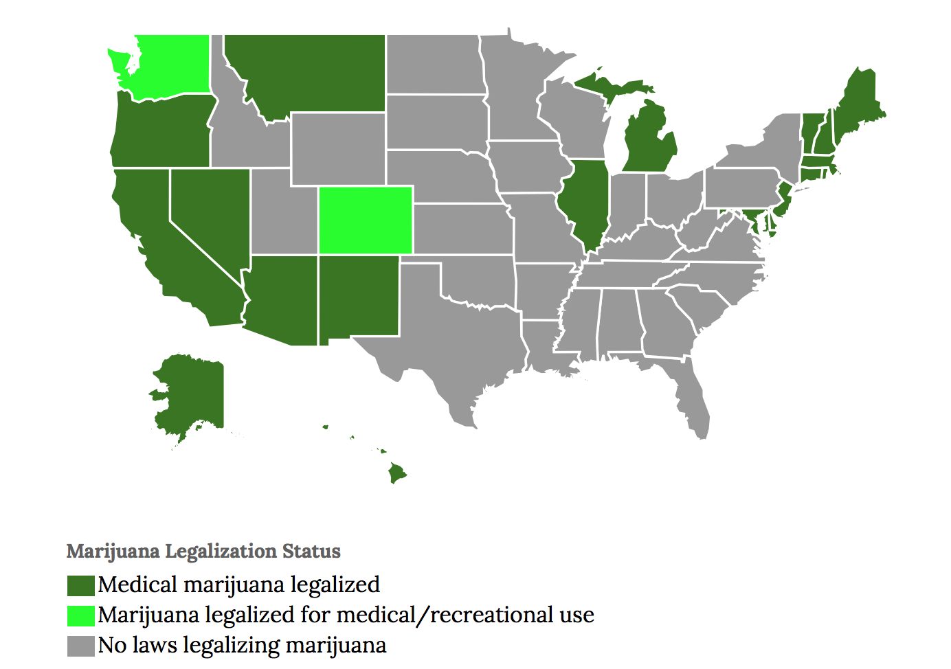 State Marijuana Laws in 2018 Map