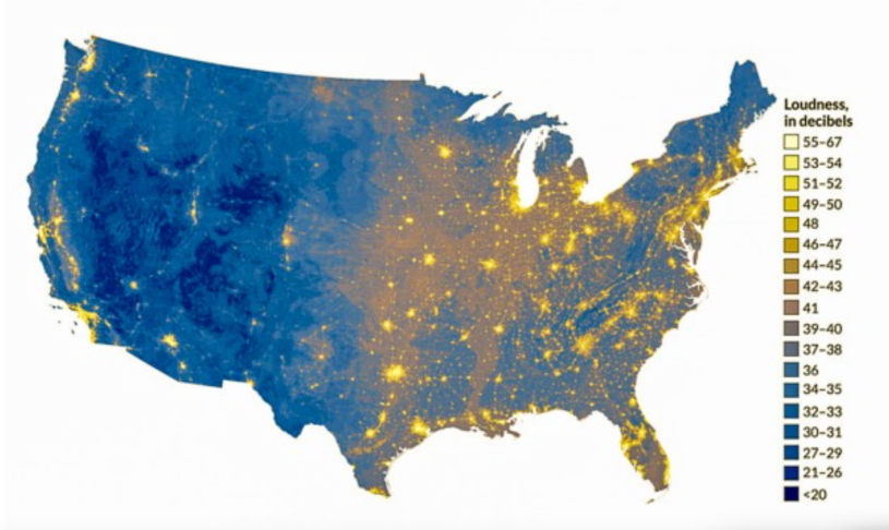 USA sound map in decibels